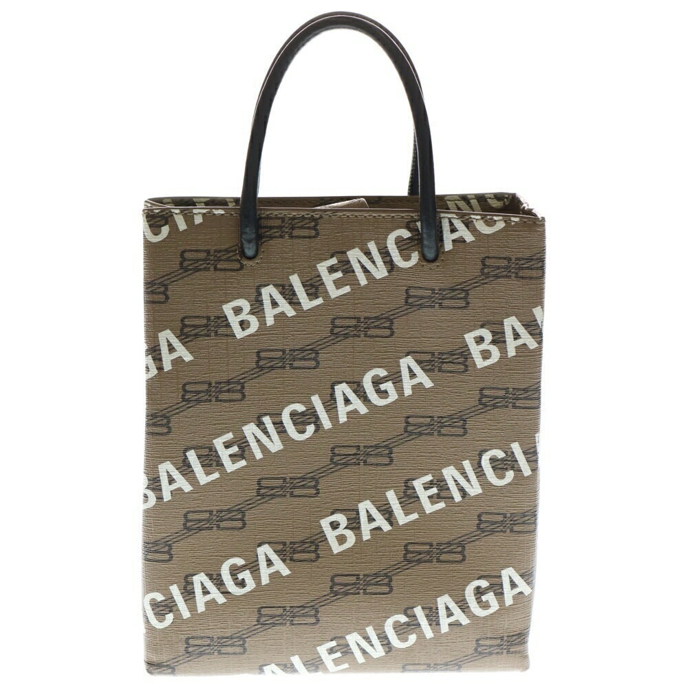 BALENCIAGA Logo Shoulder Bag Handbag Beige Leather